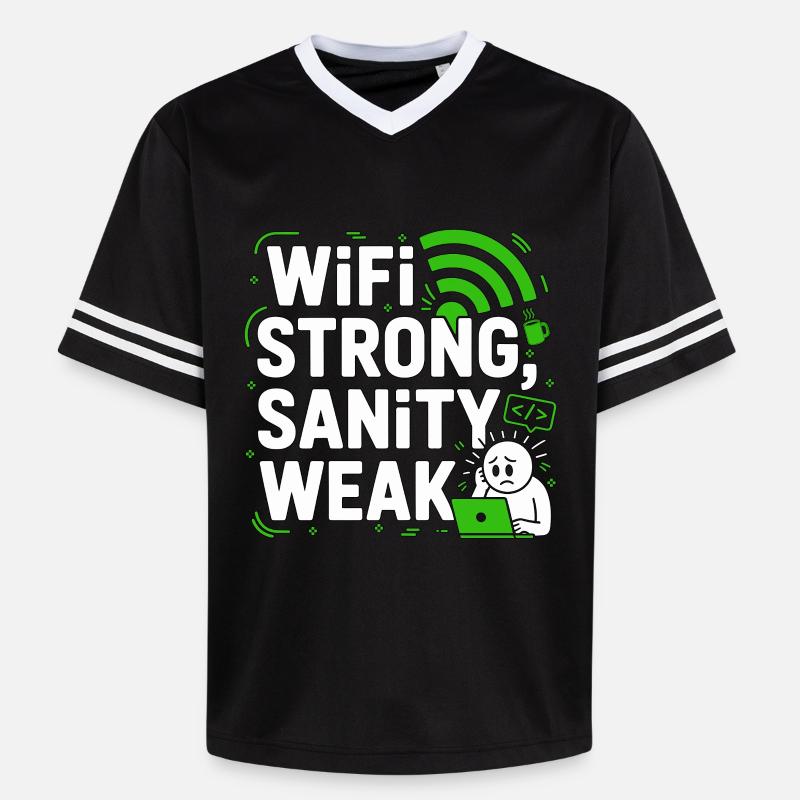 Remote Developer WiFi Strong Software Engineering - Unisex Football Style Mesh T-Shirt - Schwarz/Weiß