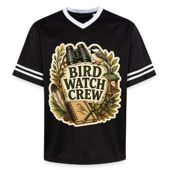 BIRD WATCH CREW Clouds - Unisex Football Style Mesh T-Shirt - black/white - Front - AI Model Female 172 light (172cm) & AI Model Male 185 light (185cm)