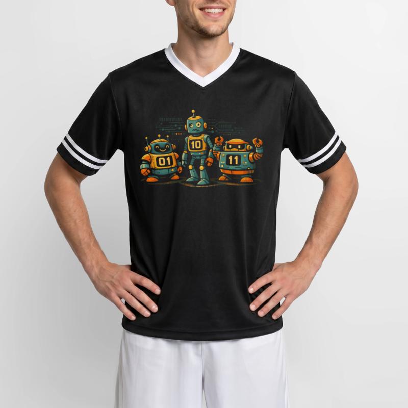 Geek Robots Binary Code Computer Science IT Unisex Football Style Mesh T-Shirt