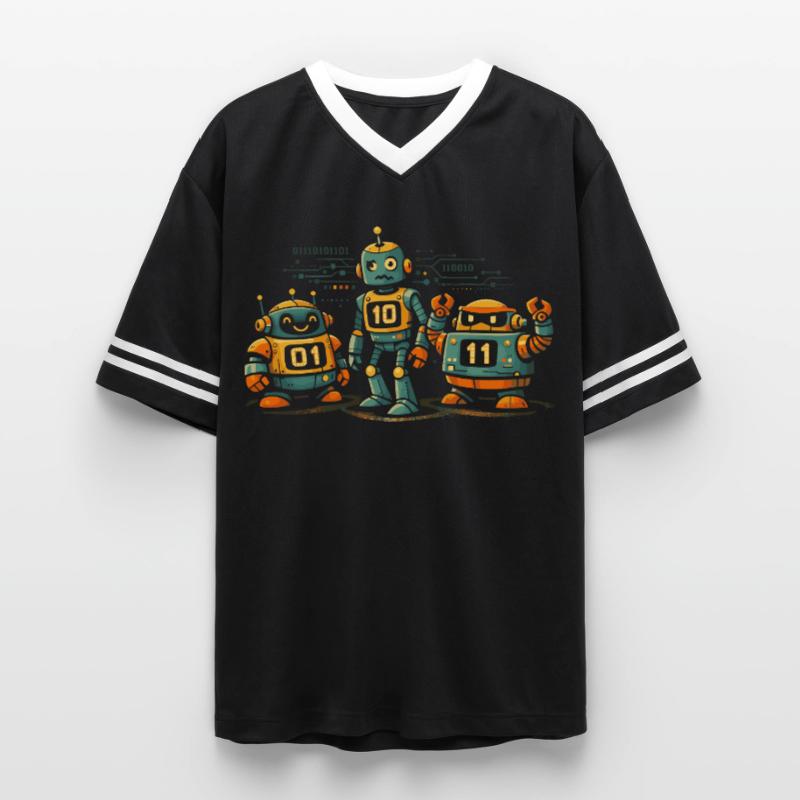 Geek Robots Binary Code Computer Science IT Unisex Football Style Mesh T-Shirt