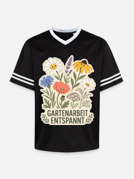 Gartenarbeit entspannt - Unisex Football Style Mesh T-Shirt - Schwarz/Weiß