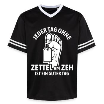 Jeder Tag ohne Zettel am Zeh ist ein guter Tag - Unisex Football Style Mesh T-Shirt - Schwarz/Weiß - Vorne - AI Model Female 172 light (172cm) & AI Model Male 185 light (185cm)