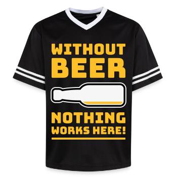 Sans bière, rien ne marche ici ! (BÛT UN DE PIS 3C) - T-shirt de foot unisexe en mesh - noir/blanc - Devant - AI Model Female 172 light (172cm) & AI Model Male 185 light (185cm)