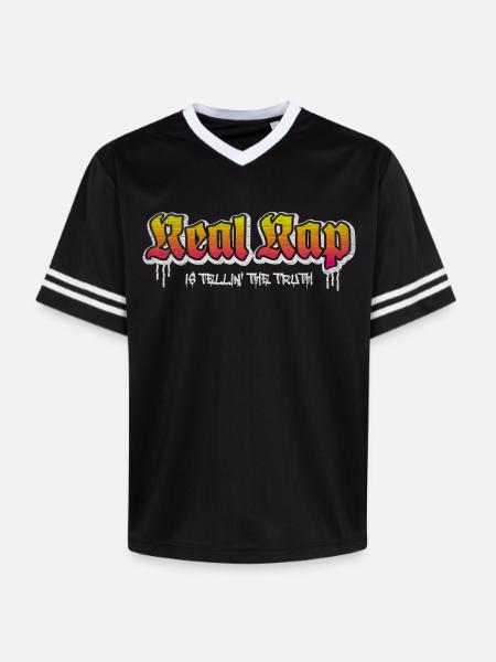 Real Rap - Unisex Football Style Mesh T-Shirt - Schwarz/Weiß