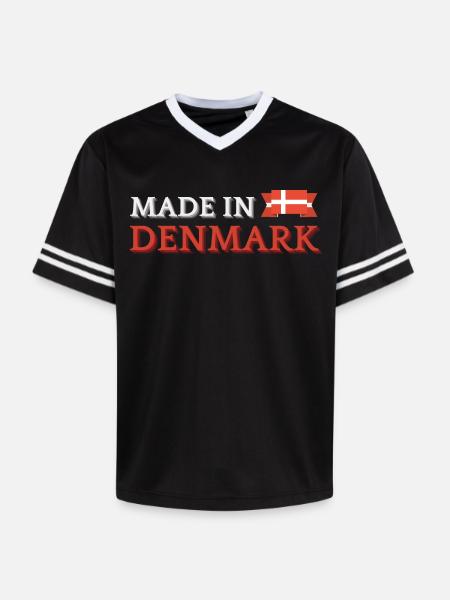 Made in Denmark, Danish pride - Unisex Football Style Mesh T-Shirt - black/white