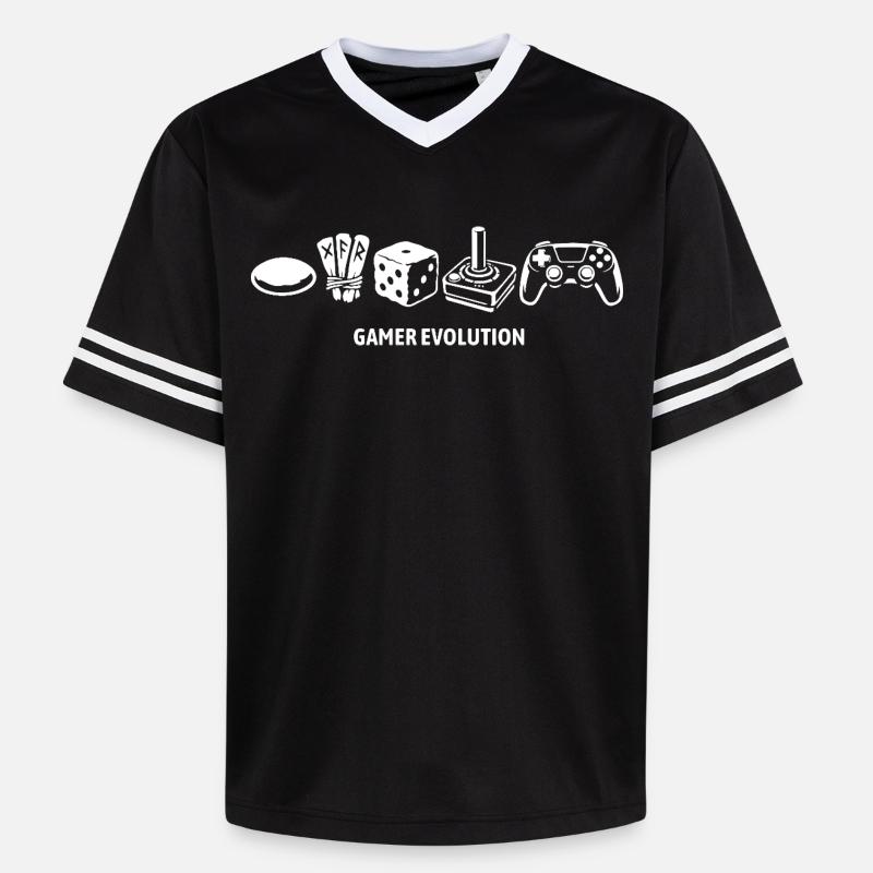 Controller Evolution | Gamer - Unisex Football Style Mesh T-Shirt - Schwarz/Weiß