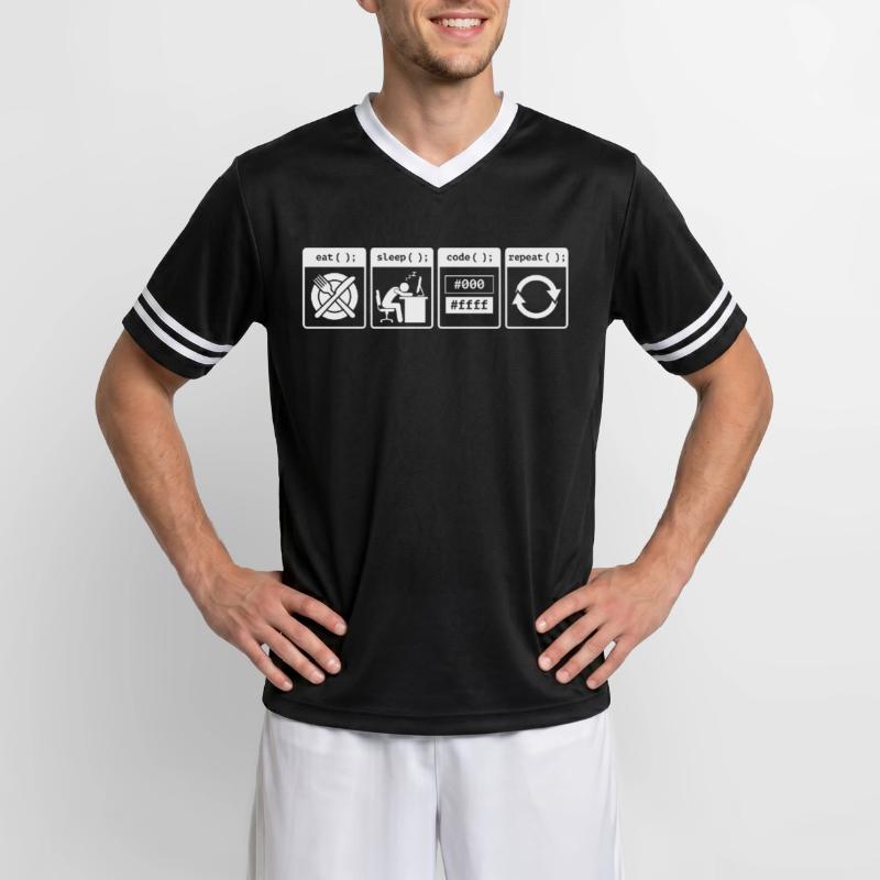 Eat Sleep Code Repeat – Coder Workflow Design Unisex Football Style Mesh T-Shirt