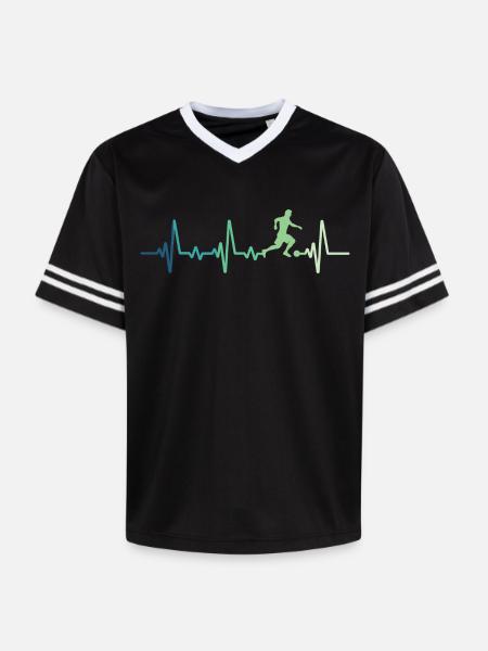 Fußball-Heartbeat-Fußballer - Unisex Football Style Mesh T-Shirt - Schwarz/Weiß