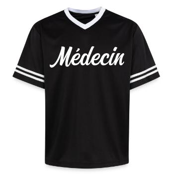 Arzt im Gesundheitswesen Doktor Sauveur - Unisex Football Style Mesh T-Shirt - Schwarz/Weiß - Vorne - AI Model Female 172 light (172cm) & AI Model Male 185 light (185cm)