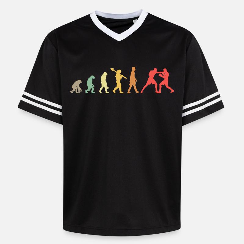 Boxing Evolution Boxing Development Retro - Unisex Football Style Mesh T-Shirt - black/white