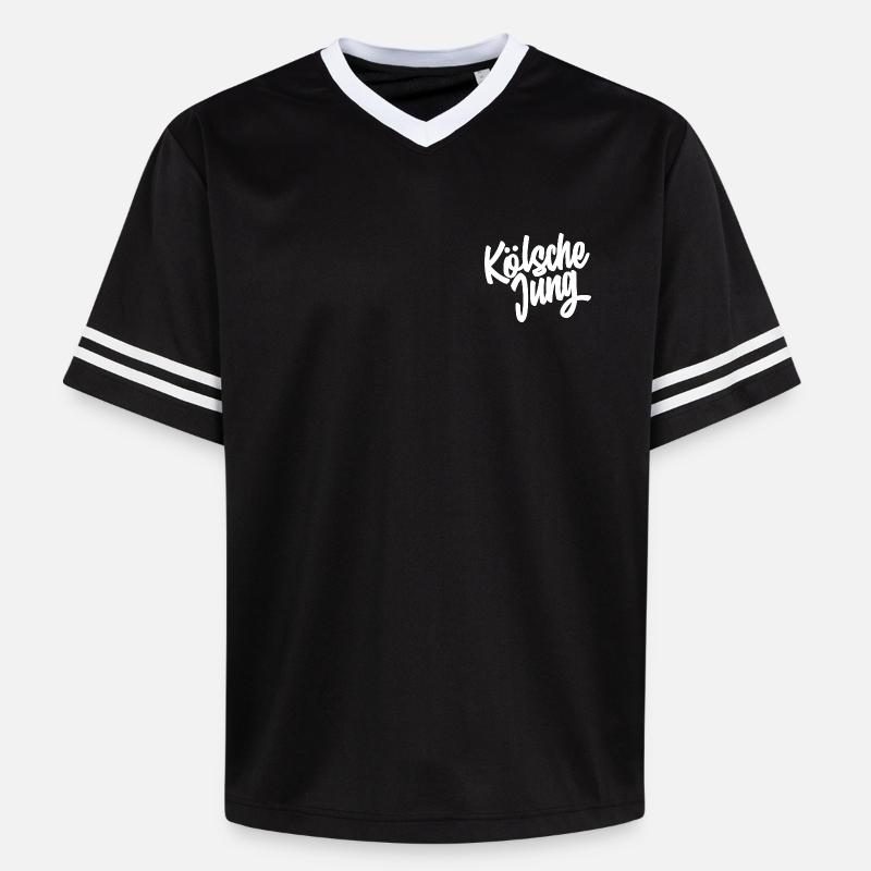 Kölsche Jung Script Design - Unisex Football Style Mesh T-Shirt - Schwarz/Weiß