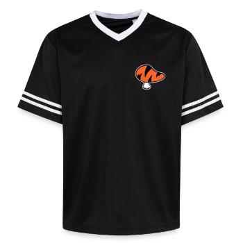 Logo champignon tigre STICK Variante - T-shirt de foot unisexe en mesh - noir/blanc - Devant - AI Model Female 172 light (172cm) & AI Model Male 185 light (185cm)