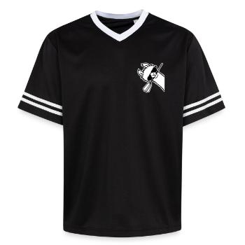 Cooles Lama Kopf Sonnenbrille Dartpfeil Maul Seite - Unisex Football Style Mesh T-Shirt - Schwarz/Weiß - Vorne - AI Model Female 172 light (172cm) & AI Model Male 185 light (185cm)