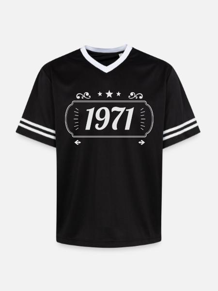 Vintage 1971 Retro Jubileum 1971 - Unisex voetbal-T-shirt van mesh - zwart/wit