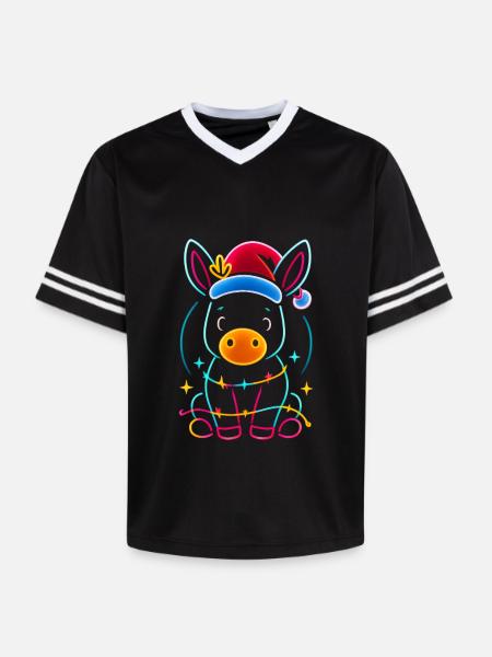 Donkey Elf Christmas Funny Gift - Unisex Football Style Mesh T-Shirt - black/white