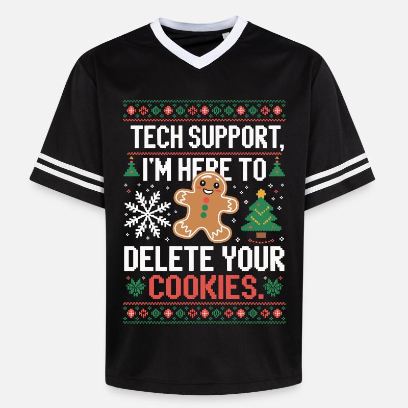 Tech Support Cookie Saying - Unisex Football Style Mesh T-Shirt - black/white