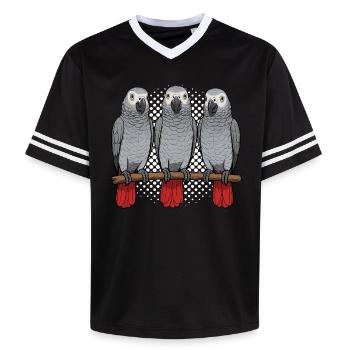 African grey parrot parrot owner parrot keeper - Unisex Football Style Mesh T-Shirt - black/white - Front - AI Model Female 172 light (172cm) & AI Model Male 185 light (185cm)