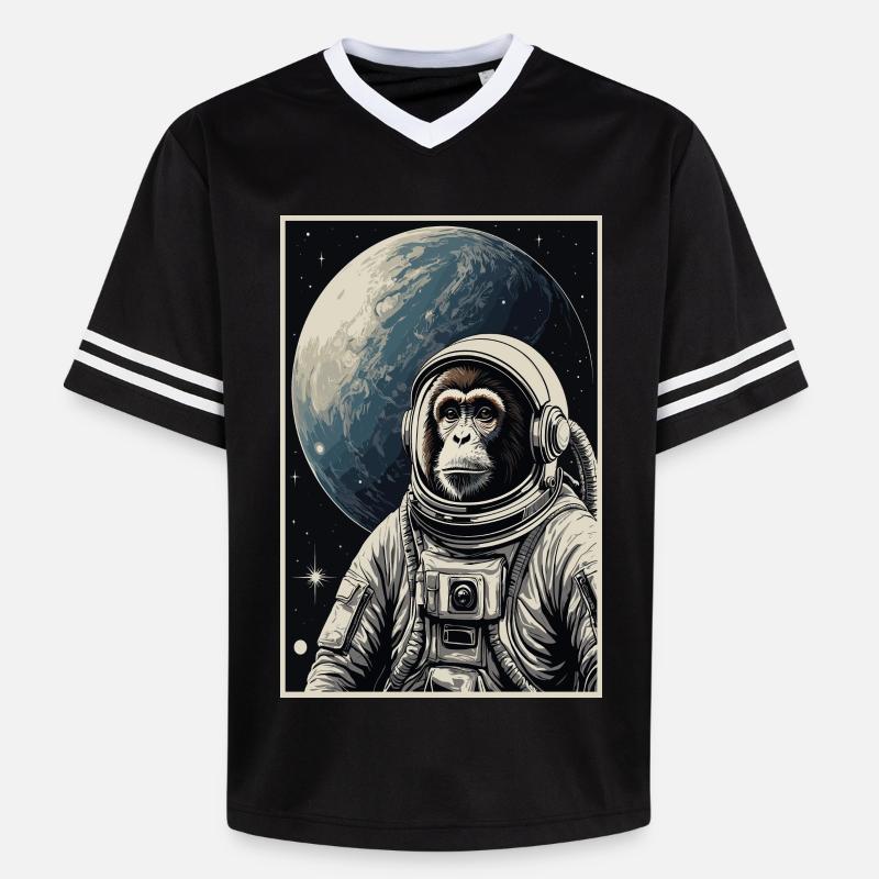 Singe astronaute - T-shirt de foot unisexe en mesh - noir/blanc