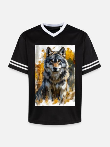 Illustration of a wolf - T-shirt de foot unisexe en mesh - noir/blanc