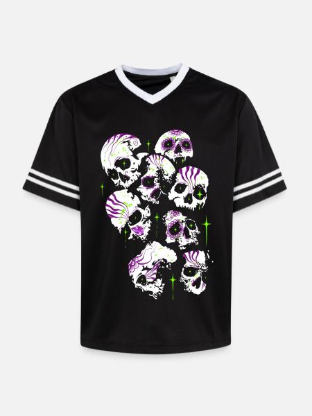 Skulls Skull Halloween Sugar Skulls - Unisex Football Style Mesh T-Shirt - black/white