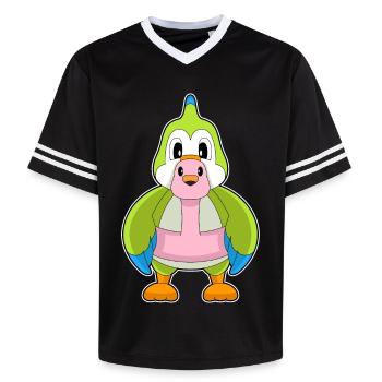 Perroquet flamant rose - T-shirt de foot unisexe en mesh - noir/blanc - Devant - AI Model Female 172 light (172cm) & AI Model Male 185 light (185cm)