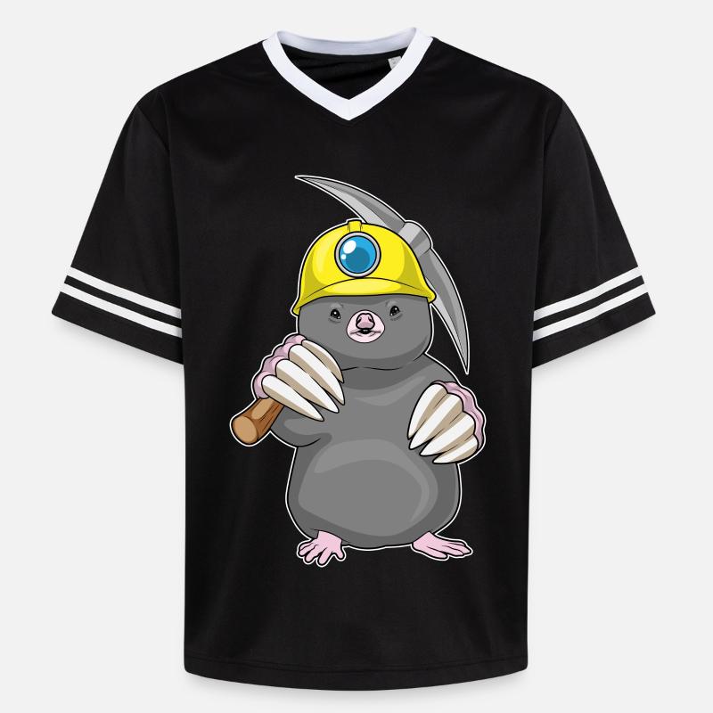 Mole Miner Pickaxe Mining - Unisex Football Style Mesh T-Shirt - black/white