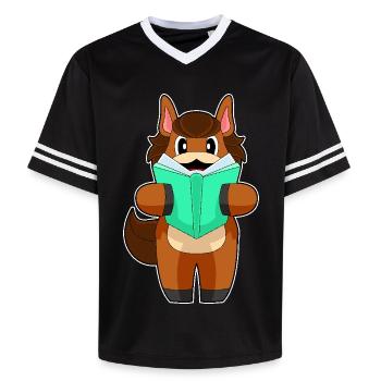 Horse Book - Unisex Football Style Mesh T-Shirt - black/white - Front - AI Model Female 172 light (172cm) & AI Model Male 185 light (185cm)