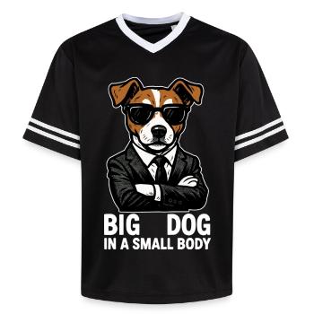 Jack Russell Terrier Anzug Chef Hund Geschenk - Unisex Football Style Mesh T-Shirt - black/white - Front - AI Model Female 172 light (172cm) & AI Model Male 185 light (185cm)