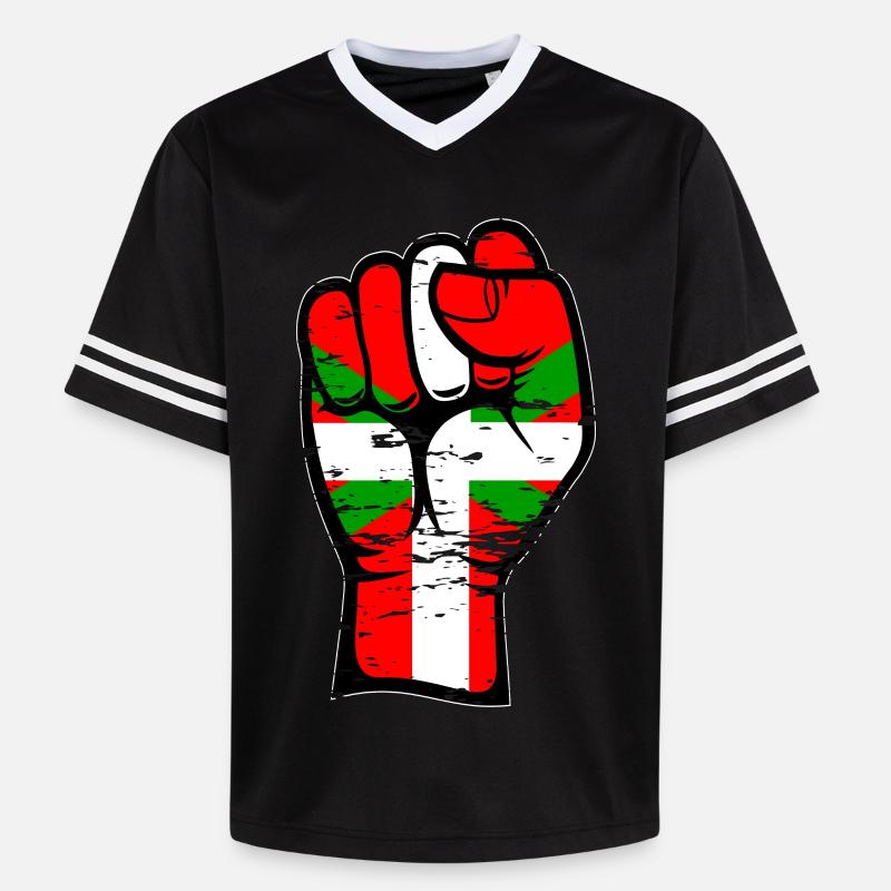 Poing de drapeau basque utilisé - T-shirt de foot unisexe en mesh - noir/blanc