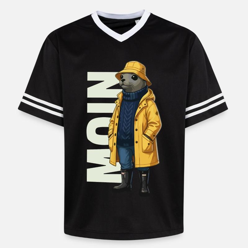 Seal Moin – Conception d’imperméable - T-shirt de foot unisexe en mesh - noir/blanc