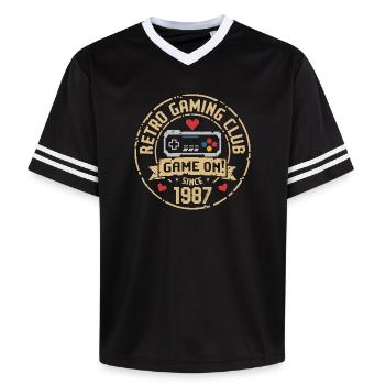 Vintage 1987 Geburtstag 1987 Geschenk 1987  - Unisex Football Style Mesh T-Shirt - Schwarz/Weiß - Vorne - AI Model Female 172 light (172cm) & AI Model Male 185 light (185cm)