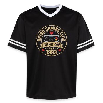 Vintage 1993 Geburtstag 1993 Geschenk 1993  - Unisex Football Style Mesh T-Shirt - Schwarz/Weiß - Vorne - AI Model Female 172 light (172cm) & AI Model Male 185 light (185cm)