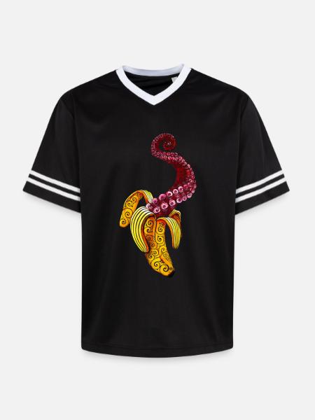 Wirbelnde Mutant-Banane - Unisex Football Style Mesh T-Shirt - Schwarz/Weiß