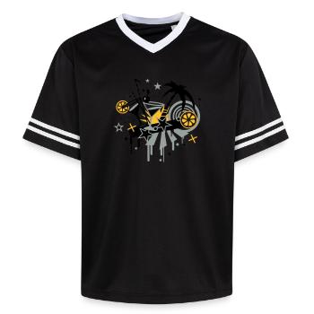 cocktail_bar - Unisex Football Style Mesh T-Shirt - black/white - Front - AI Model Female 172 light (172cm) & AI Model Male 185 light (185cm)