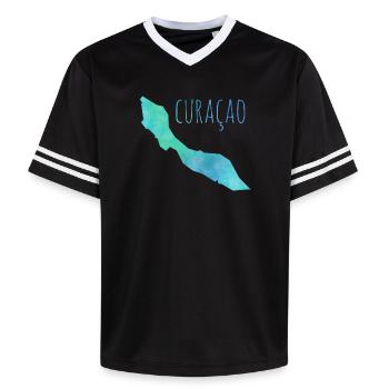 Curacao - Unisex Football Style Mesh T-Shirt - black/white - Front - AI Model Female 172 light (172cm) & AI Model Male 185 light (185cm)