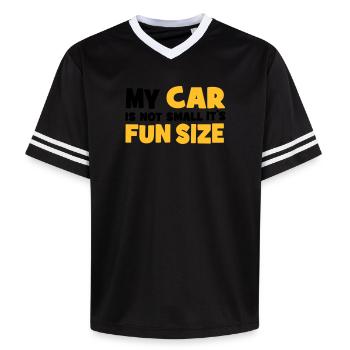 small car - Unisex Football Style Mesh T-Shirt - Schwarz/Weiß - Vorne - AI Model Female 172 light (172cm) & AI Model Male 185 light (185cm)