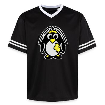 penguin bride - Unisex Football Style Mesh T-Shirt - black/white - Front - AI Model Female 172 light (172cm) & AI Model Male 185 light (185cm)