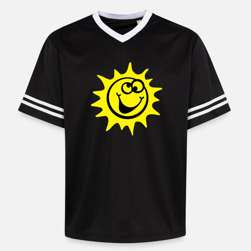 sonne 2c comic style - Unisex Football Style Mesh T-Shirt - Schwarz/Weiß