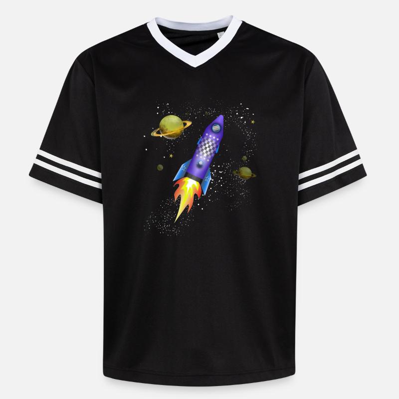 Fusée dans l'espace - T-shirt de foot unisexe en mesh - noir/blanc