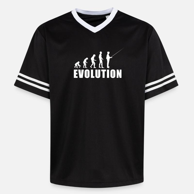 Cadeau de pêcheur EVOLUTION - T-shirt de foot unisexe en mesh - noir/blanc