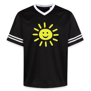 Smiley Summer Sun - Unisex Football Style Mesh T-Shirt - Schwarz/Weiß - Vorne - AI Model Female 172 light (172cm) & AI Model Male 185 light (185cm)