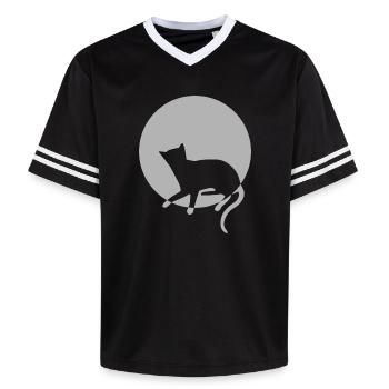 Cat Cat Cat Cat Cat Pussy - Unisex Football Style Mesh T-Shirt - black/white - Front - AI Model Female 172 light (172cm) & AI Model Male 185 light (185cm)