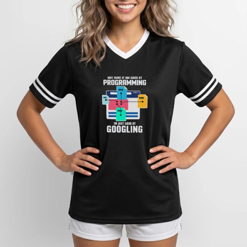 Programmer Programming IT Computer Gift Unisex Football Style Mesh T-Shirt