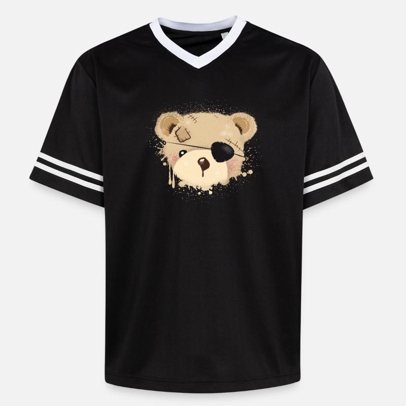 Nounours avec cache-œil - T-shirt de foot unisexe en mesh - noir/blanc