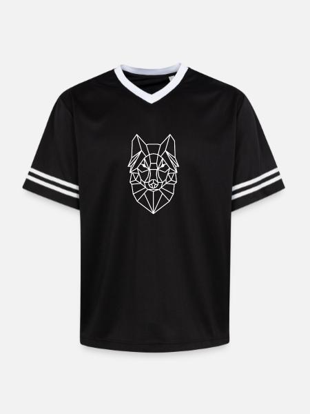 Geometric Wolf Head Line Style - Unisex Football Style Mesh T-Shirt - black/white