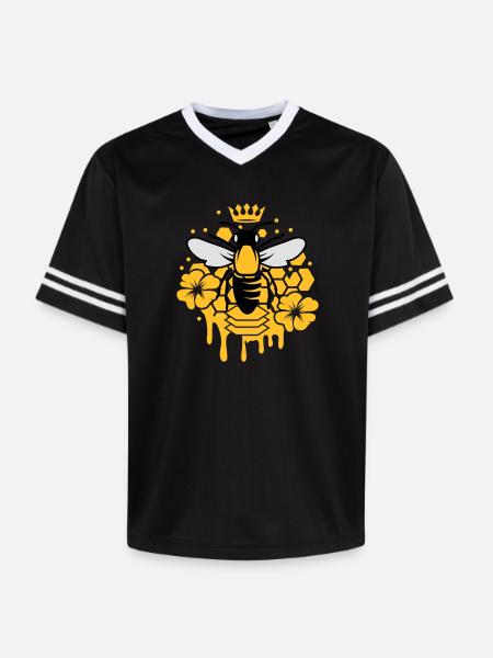 A bee with a crown - Unisex Football Style Mesh T-Shirt - black/white