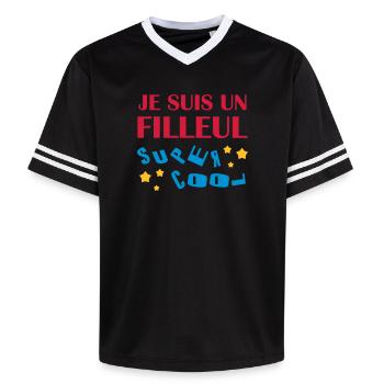 Patin / Pate / Patentochter / Patensohn - Unisex Football Style Mesh T-Shirt - Schwarz/Weiß - Vorne - AI Model Female 172 light (172cm) & AI Model Male 185 light (185cm)