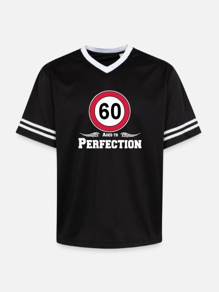 60th Birthday , Aged to Perfection 60 .... (25) - Unisex Football Style Mesh T-Shirt - black/white