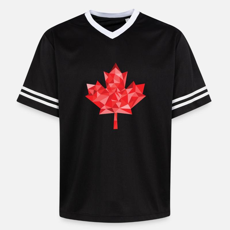 Canada polygon maple leaf - Unisex Football Style Mesh T-Shirt - black/white