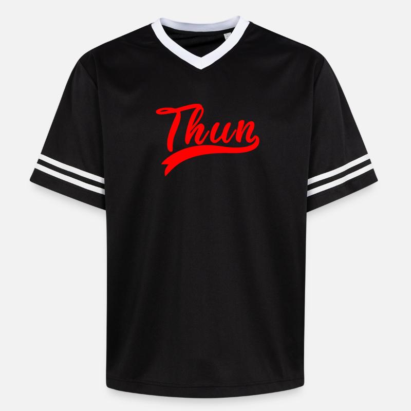 Thun Script Red Logo - Unisex Football Style Mesh T-Shirt - black/white